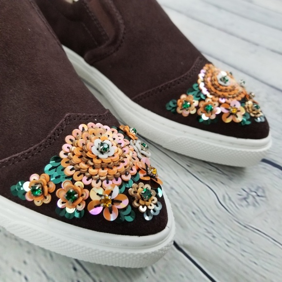 COACH | C103 beaded sequin cap toe split suede slip-on sneaker - Picture 3 of 8